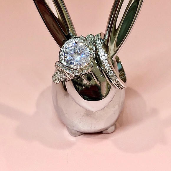 Jewelry - .925 Sterling Silver Engagement Wedding Rings 6.5